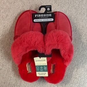 Fireside by Dearfoams Red Shearling Slippers
